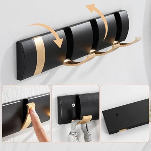 Wall mounted coat hook Black Golden material Aluminium